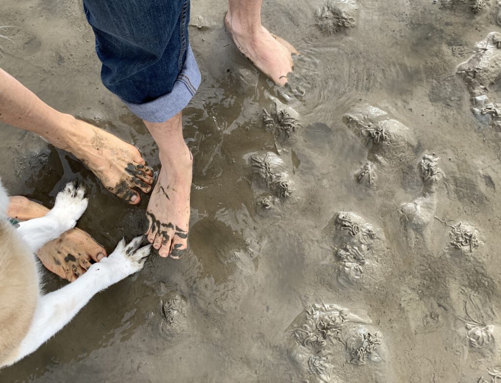 Barfuß im weichen Sand am Wasser: idealer Untergrund für den Einstieg ins Barfußlaufen